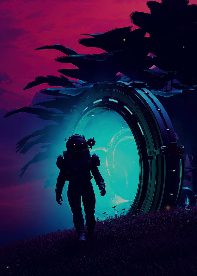 Astronaut Walking Through Alien Portal