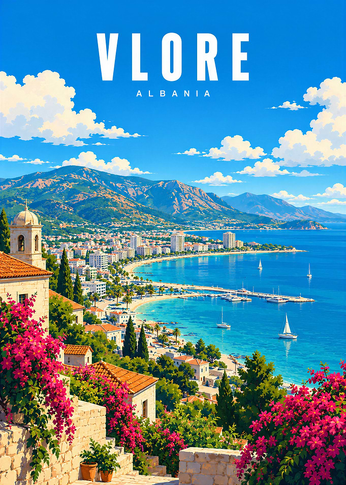Vlore Albania Travel Poster