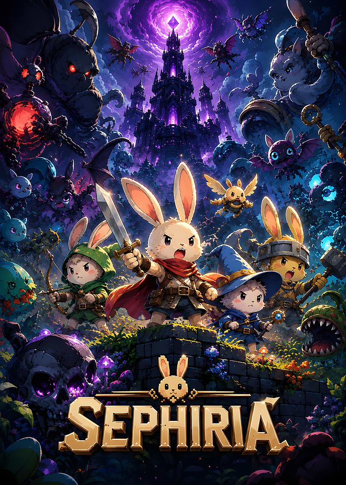 Sephiria Fantasy Rabbit Adventure Poster