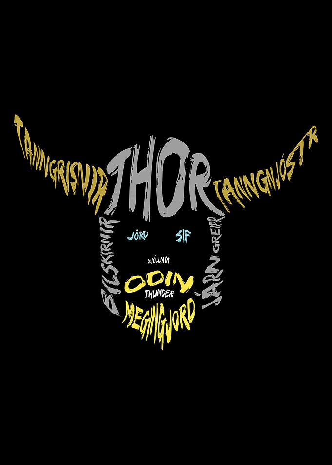 Thor Typography Portrait - Norse Mythology