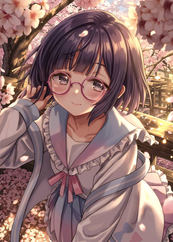 Anime Girl Under Cherry Blossoms