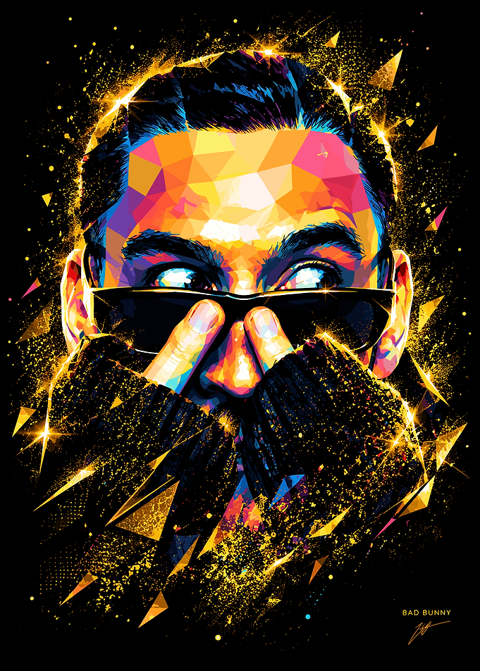 Bad Bunny Low Poly Portrait