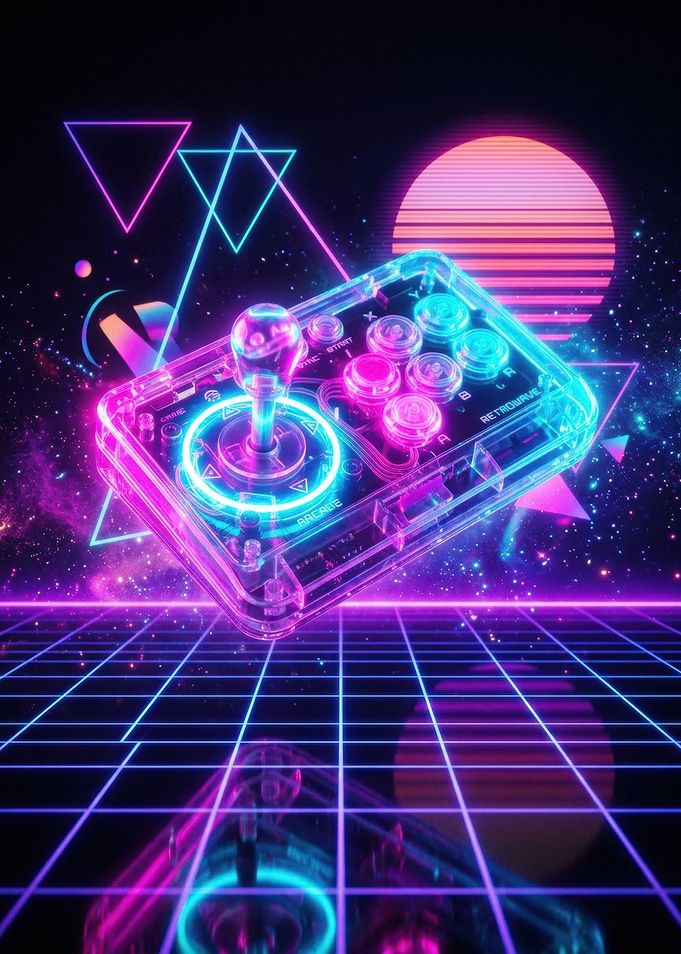 Neon Retro Arcade Controller