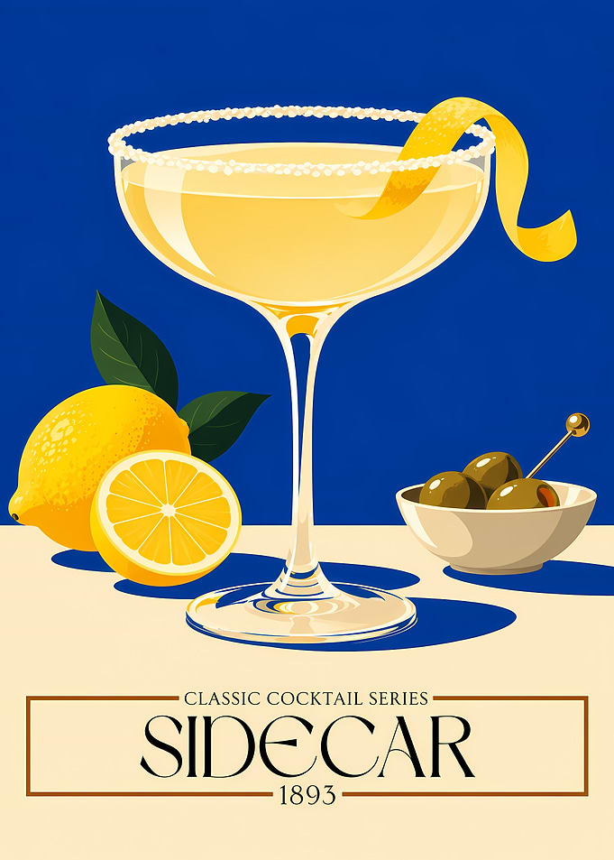 Classic Sidecar Cocktail Poster