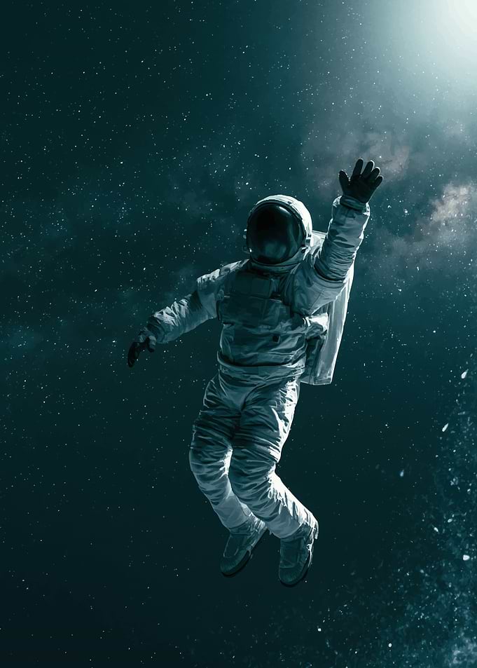 Astronaut Floating in Deep Space