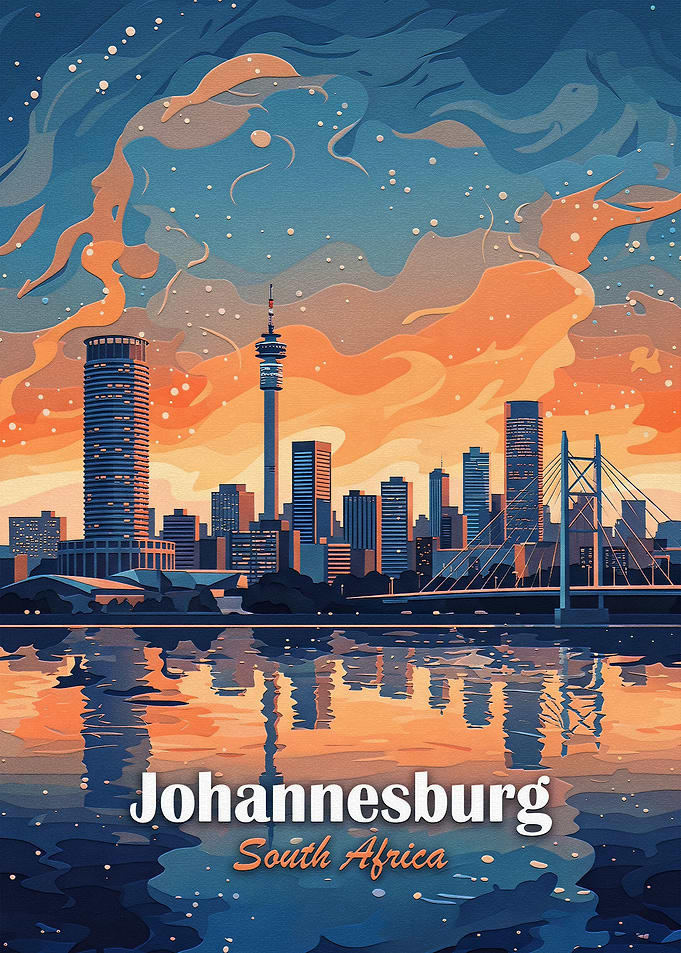 Johannesburg South Africa Skyline Poster