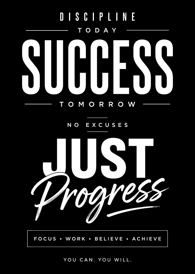 Inspirational Discipline and Success Quote Poster