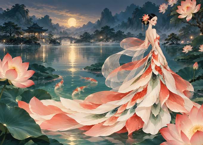 Woman in Lotus Petal Dress