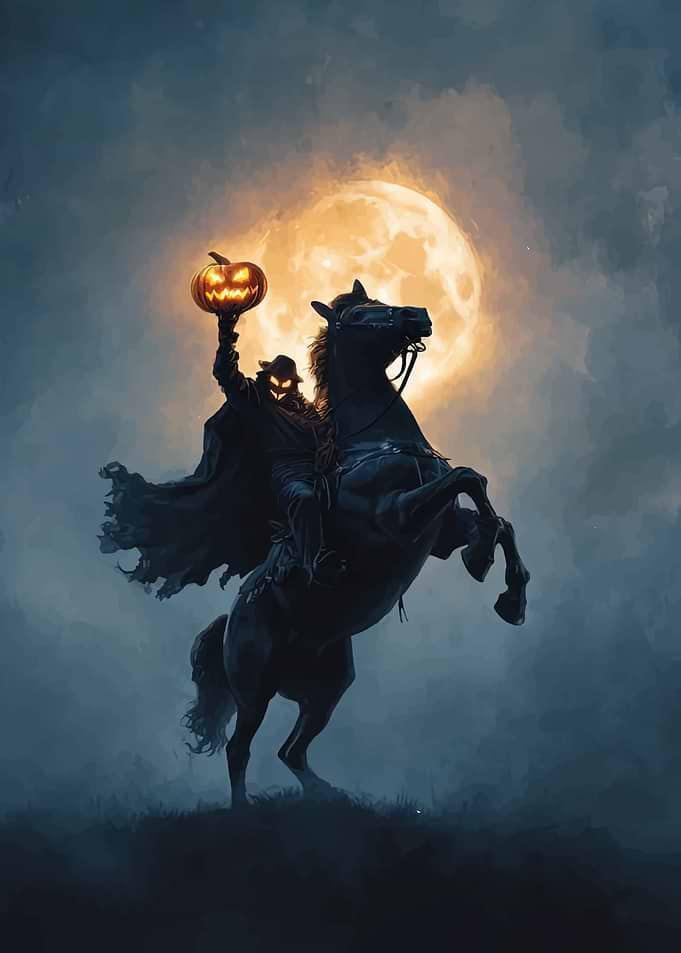Headless Horseman Under Full Moon