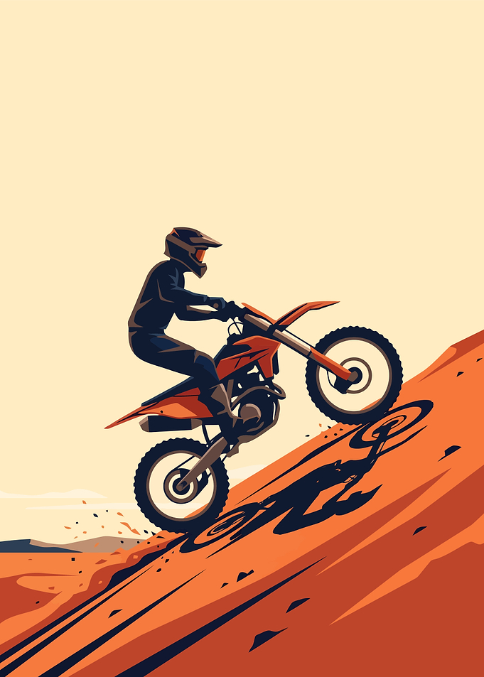 Motocross Rider Climbing Steep Hill