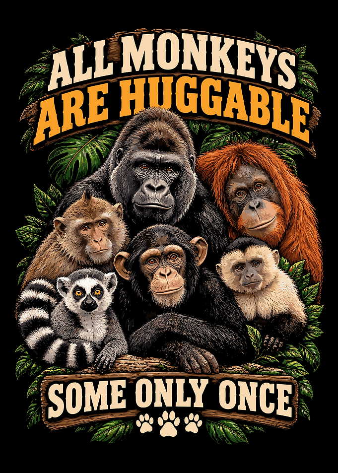 All Monkeys Are Huggable Funny Design