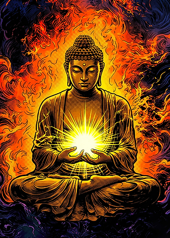 Meditating Buddha with Radiant Energy