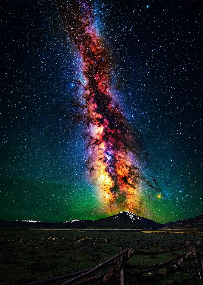 Vibrant Milky Way Over Mountain Landscape