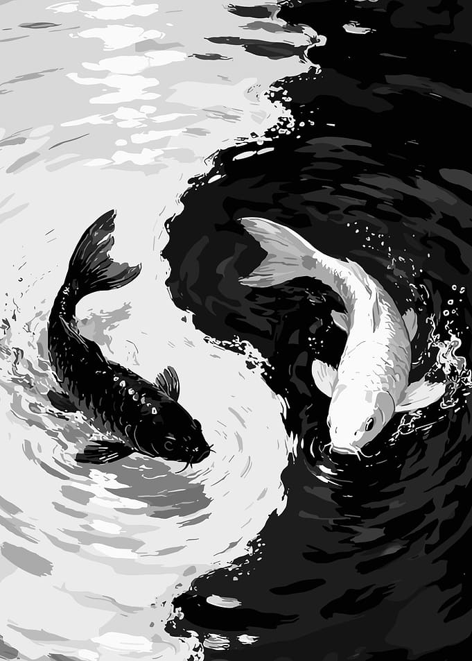 Yin Yang Koi Fish Illustration