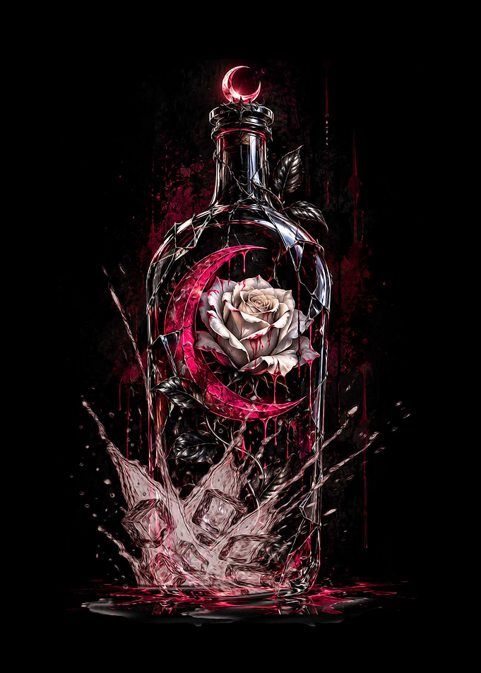 Gothic Rose in Moonlit Bottle