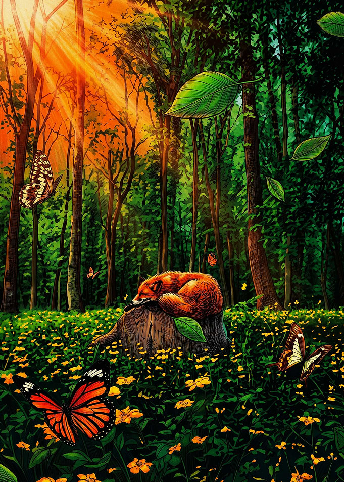 Sleeping Fox in Enchanted Forest