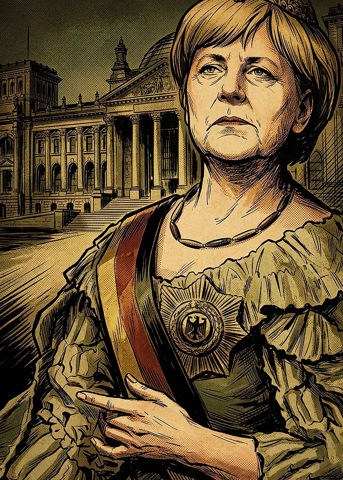 Angela Merkel Royal Portrait Illustration