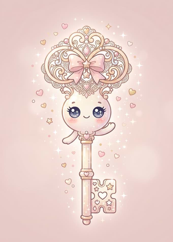 Cute Kawaii Magical Key Character
