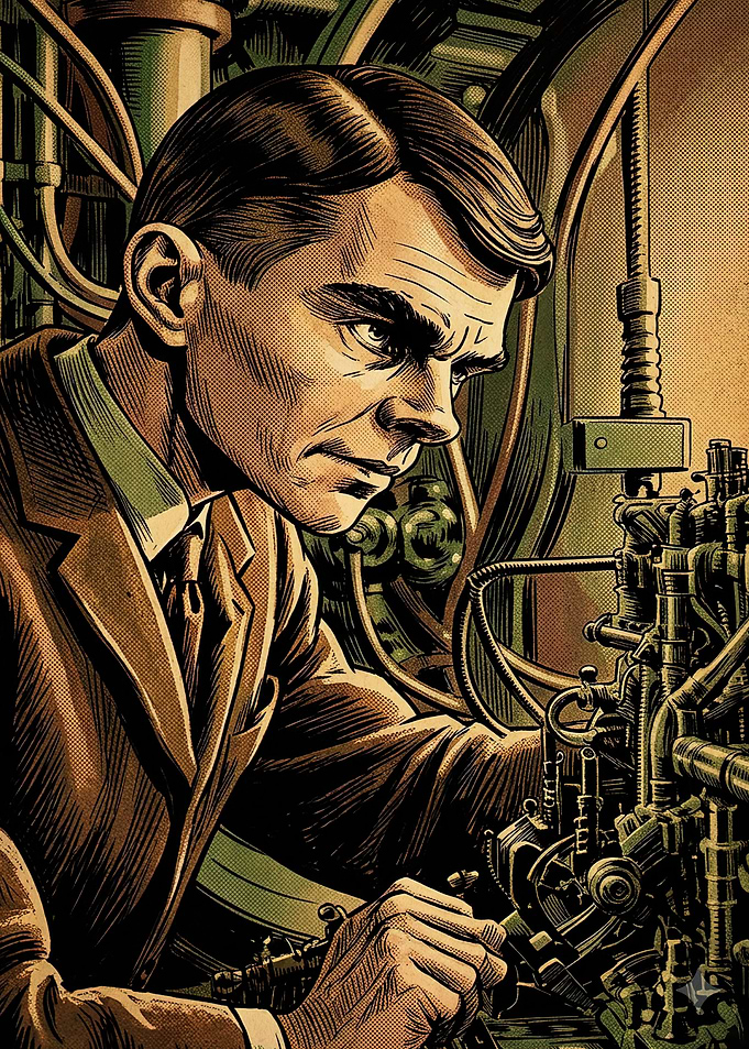J. Robert Oppenheimer Working on Machinery