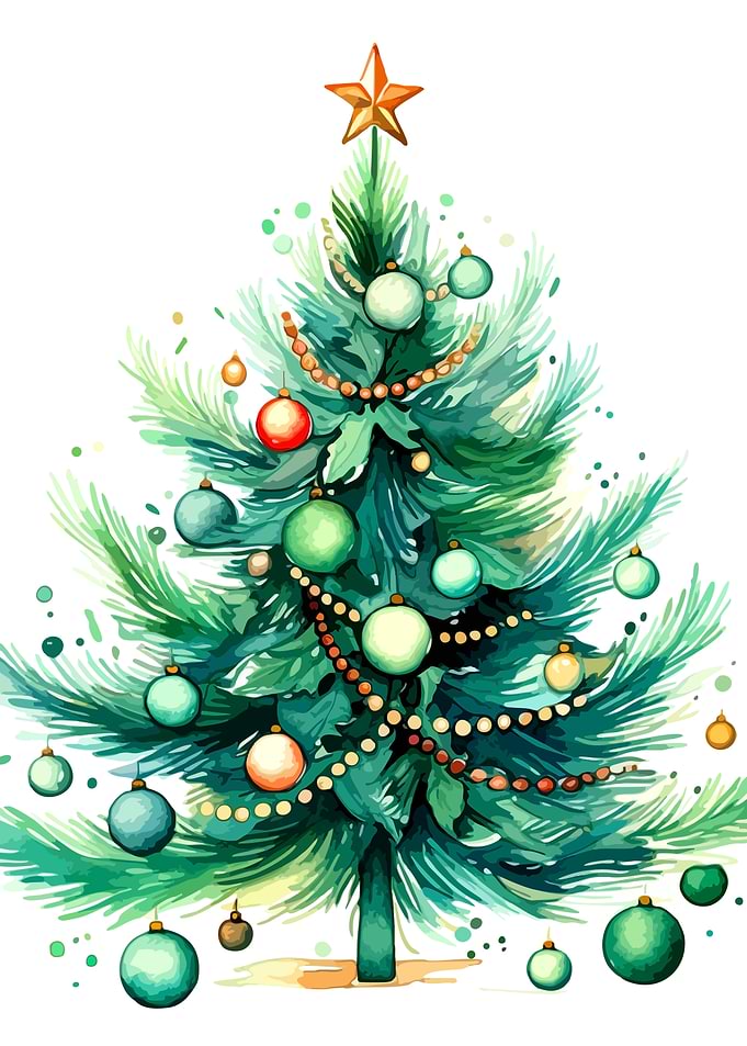 Watercolor Christmas Tree Illustration