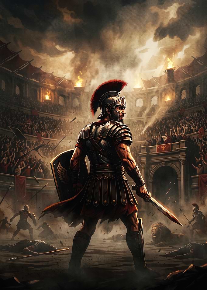 Roman Gladiator in the Arena