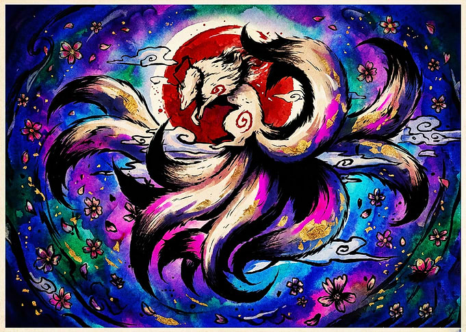 Nine-Tailed Fox Kitsune Art