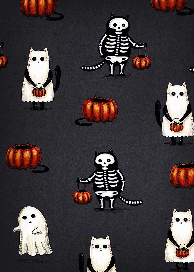 Cute Halloween Cats Pattern