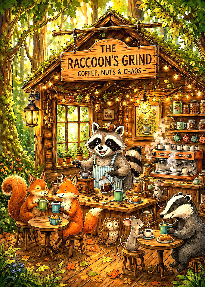 The Raccoon's Grind Forest Coffee Shop