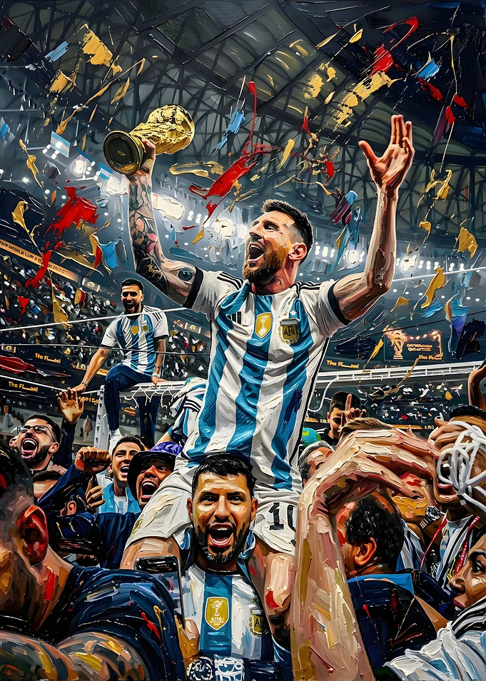 Lionel Messi World Cup Victory Painting