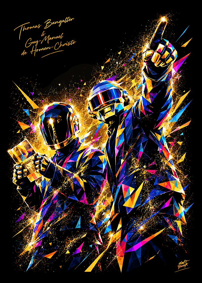 Daft Punk Geometric Gold Portrait