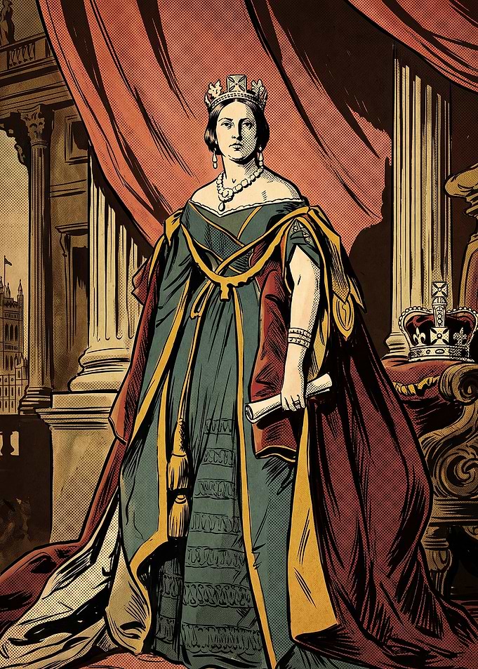 Queen Victoria Vintage Comic Illustration