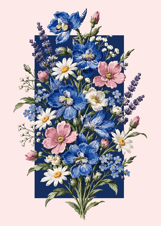 Elegant Blue and Pink Floral Bouquet