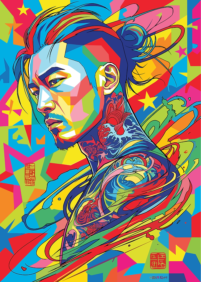 Colorful Pop Art Portrait of Man