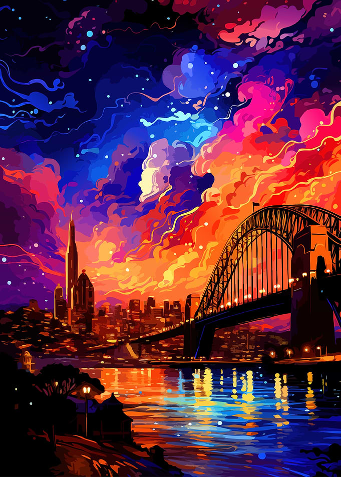 Vibrant Sydney Harbour Bridge Sunset