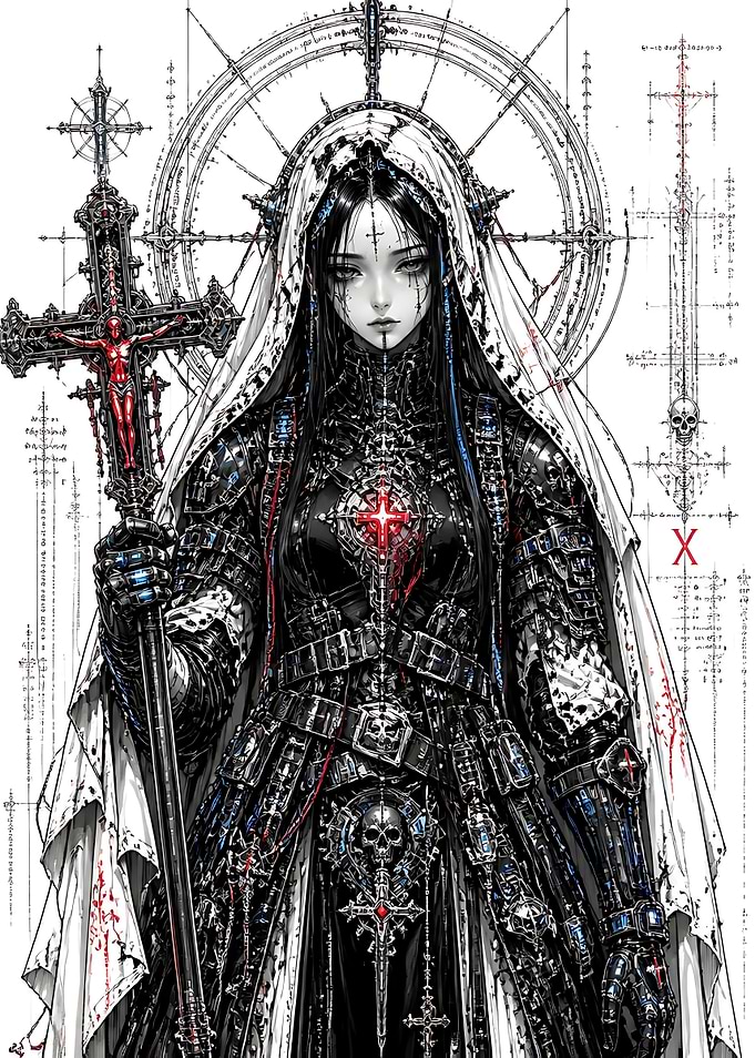 Gothic Dark Fantasy Priestess Illustration