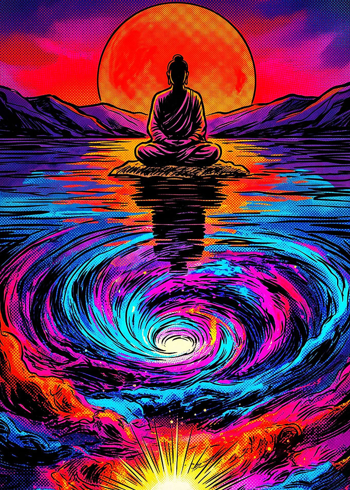 Psychedelic Buddha Meditation Cosmic Vortex