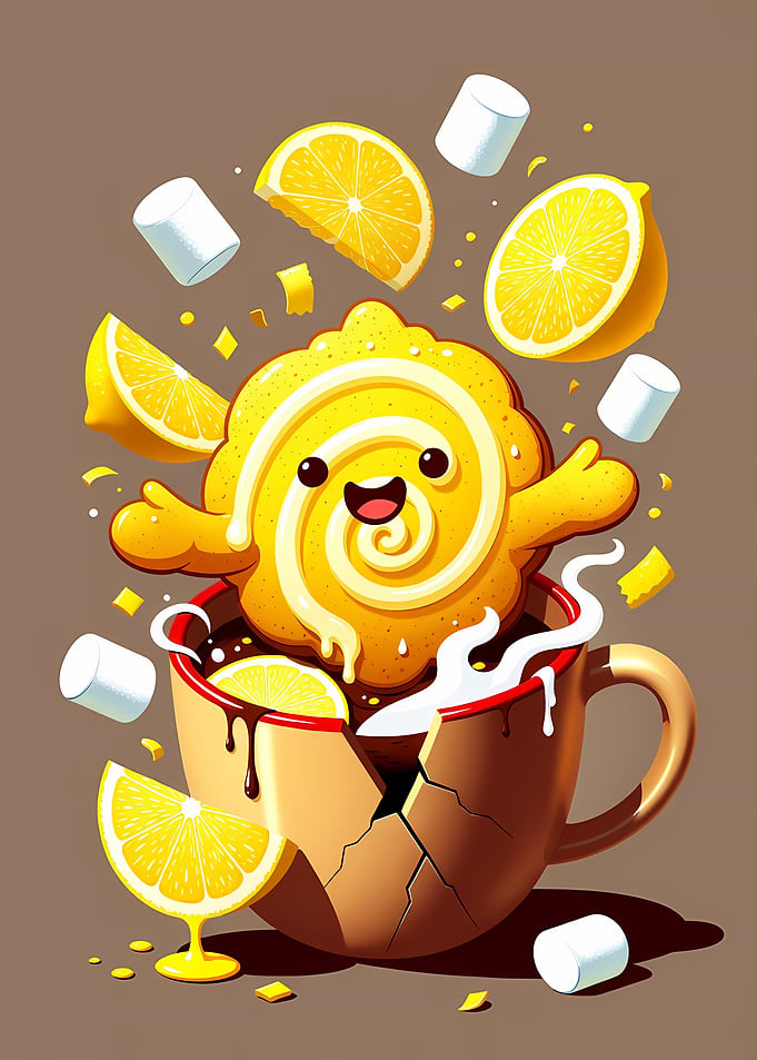 Cute Lemon Cookie in Cracked Mug