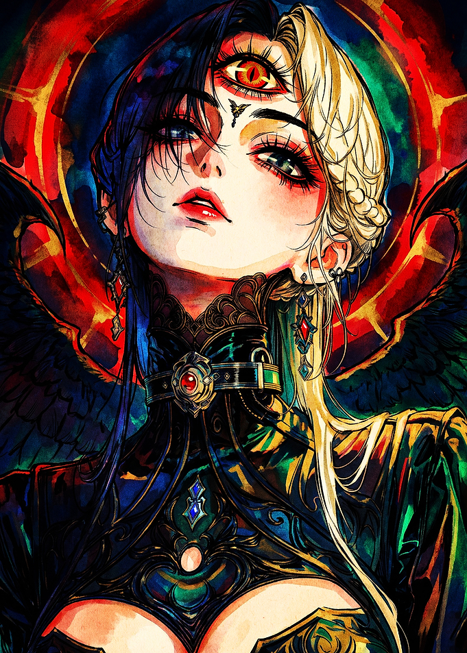 Three-Eyed Gothic Angel Portrait