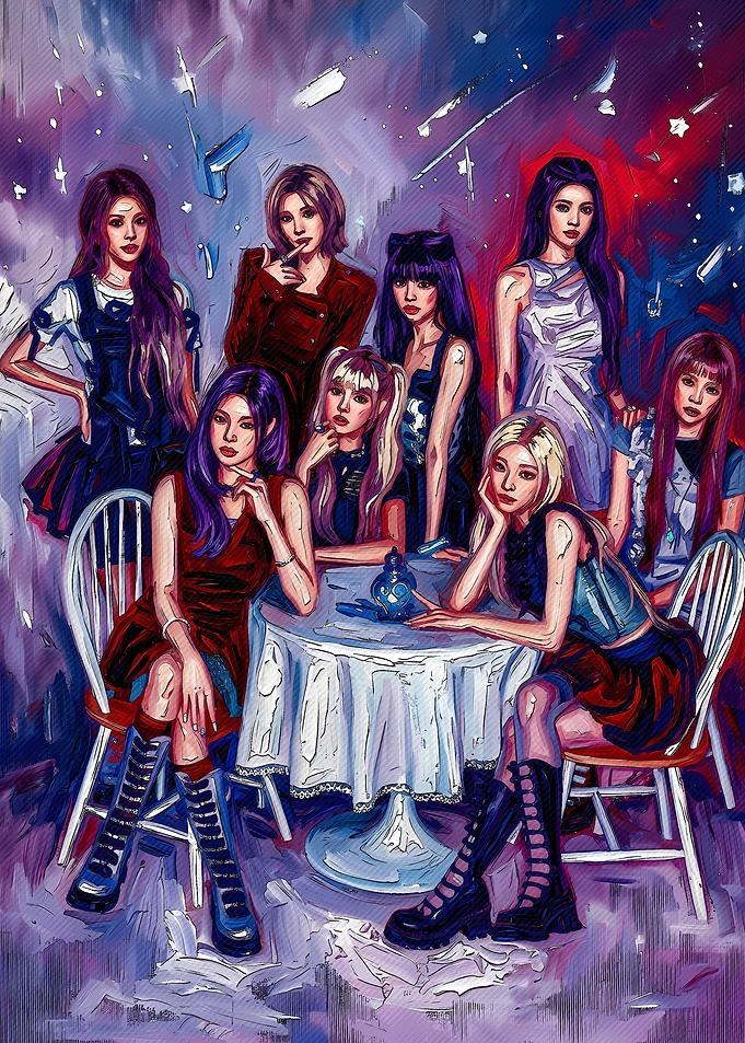 K-pop Girl Group Artistic Illustration