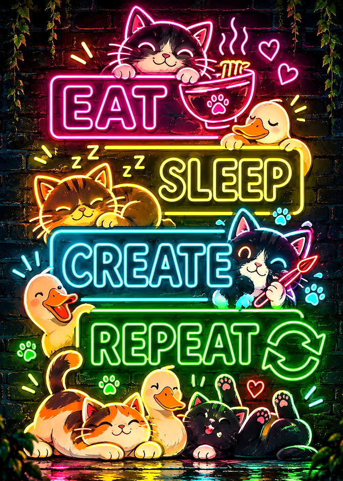 Neon Eat Sleep Create Repeat Sign