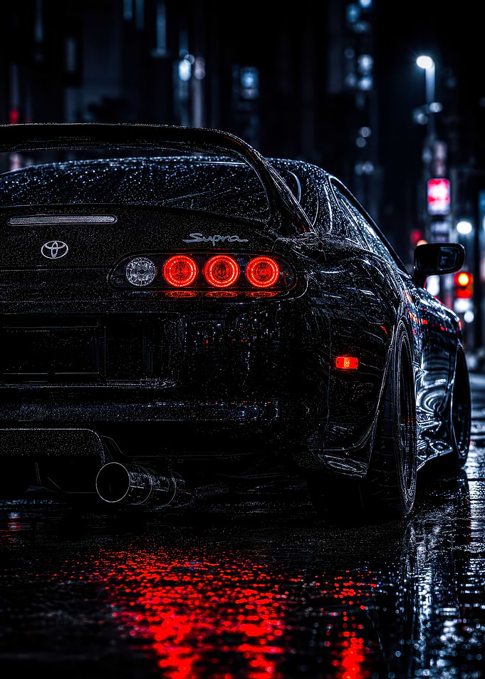 Black Toyota Supra at Night