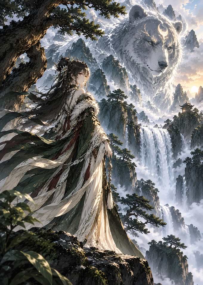 Fantasy Maiden and Celestial Bear Spirit