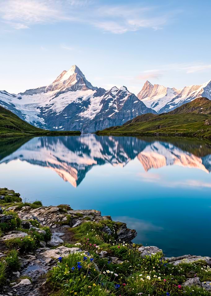 Bachalpsee Lake and Swiss Alps