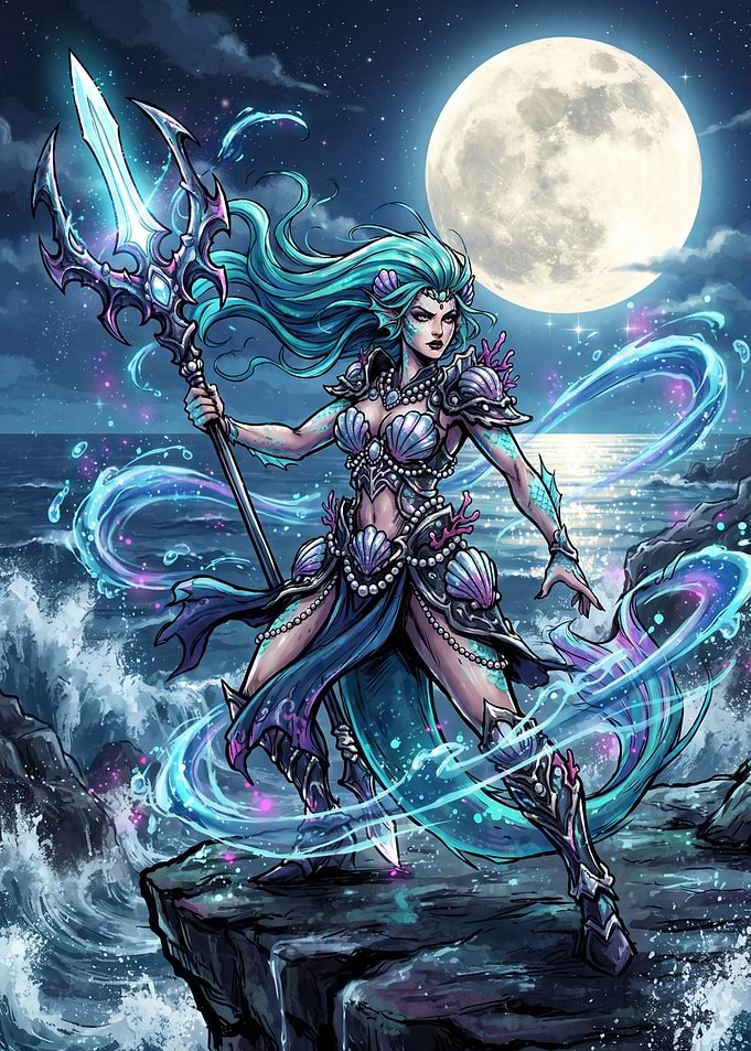 Warrior Mermaid Queen with Trident