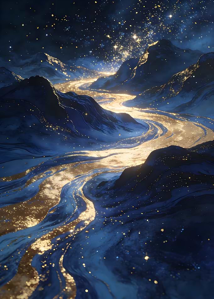 Golden River Through Dark Mountains