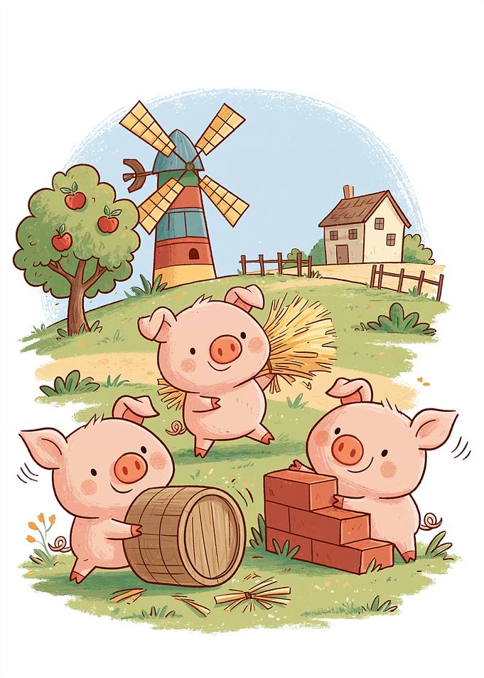 Playful Piglets on the Farm – Cute Kids Wall Art