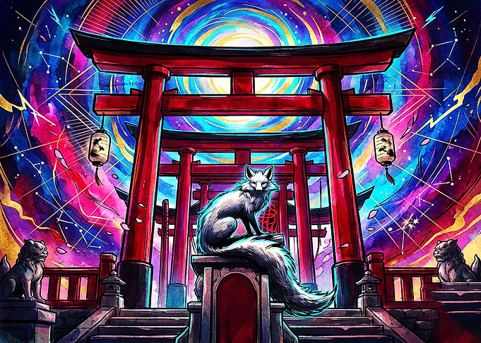 Mystical Fox at Torii Gate