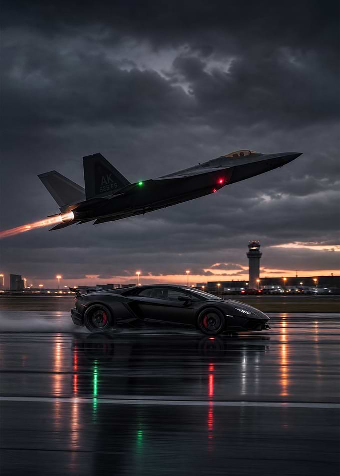F-22 Raptor and Lamborghini Aventador