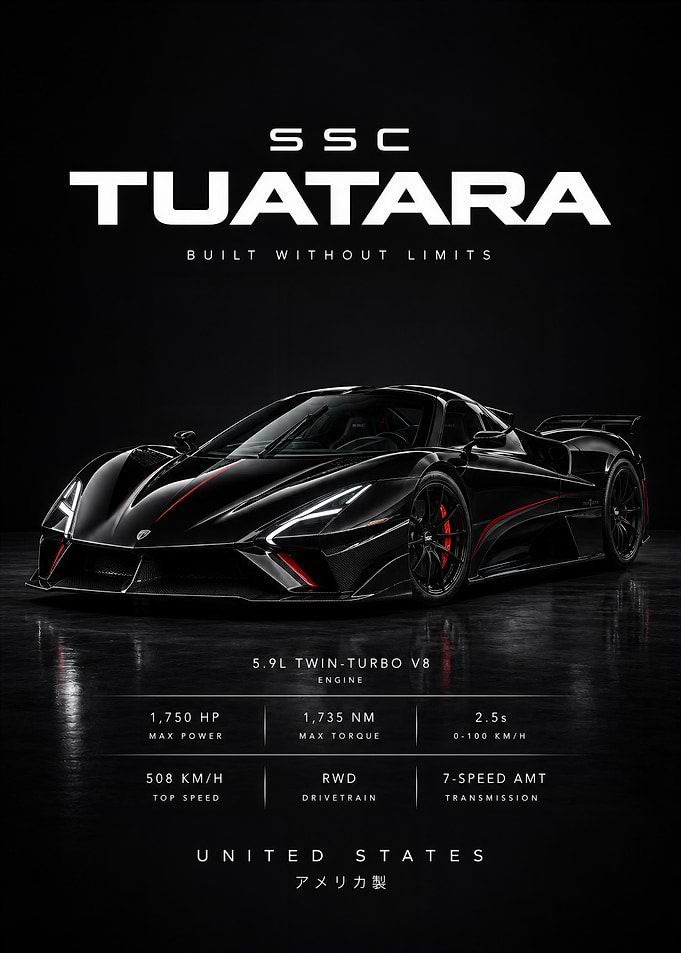 SSC Tuatara Hypercar Specification Poster
