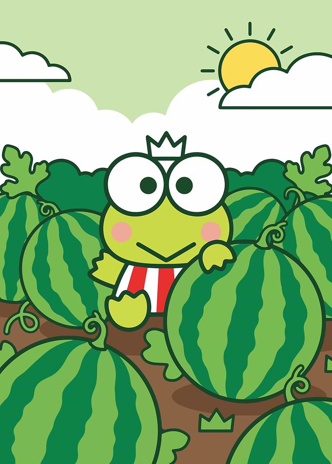Keroppi in a Watermelon Patch